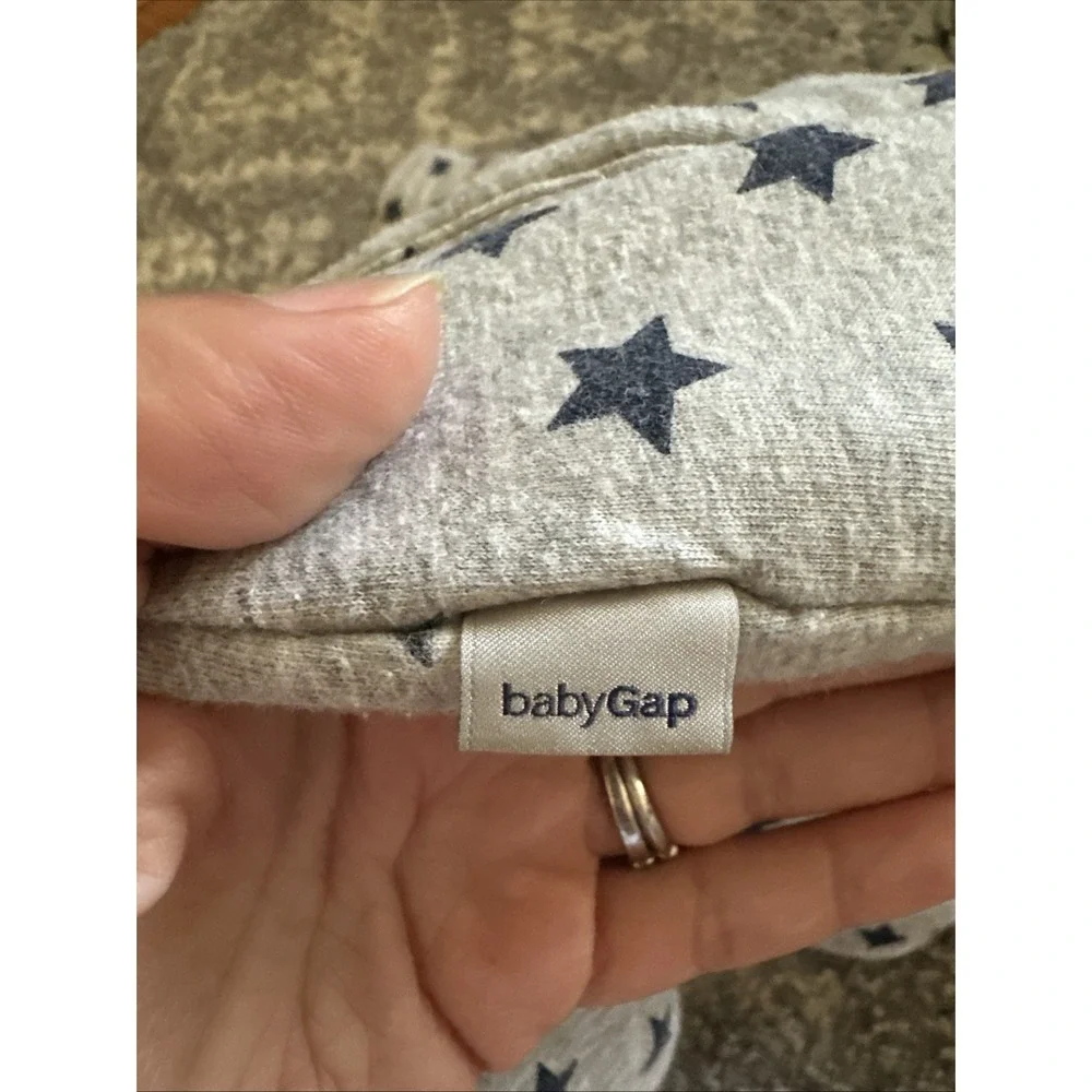 Baby Gap Sherpa Lined Hooded Ears Footed Dual Zip One Piece Gray Star 6-12 Month